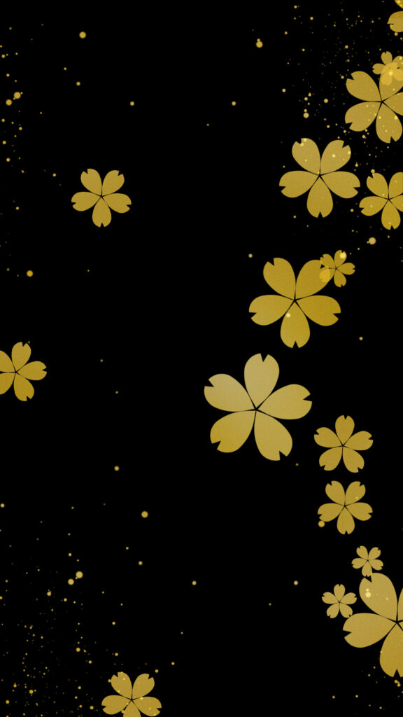 黒背景に金色の桜の花 縦型背景 | フリー素材サイトギャラリーハウス